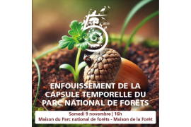 Affiche évènement "enfouissement de la capsule temporelle du Parc national de forêts"