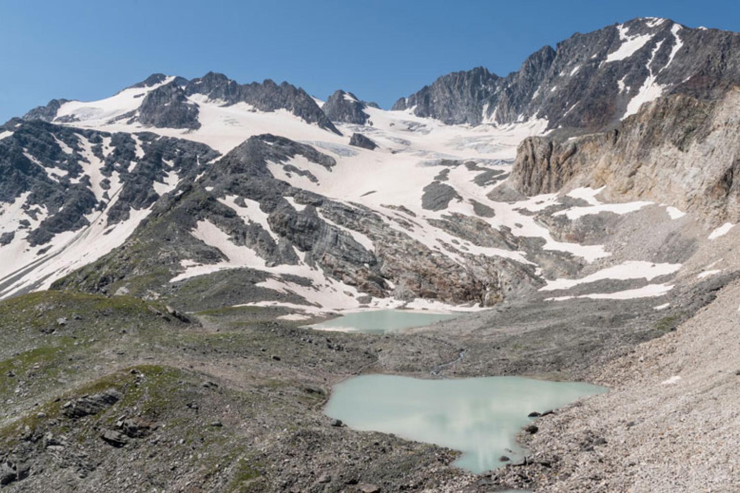 Lacs proglaciaires sur le front NE du Glacier de Gébroulaz